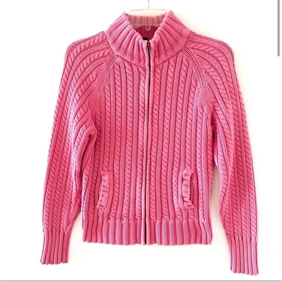 GAP Pink Wool Cardigan Sweater with Front Zipper | Sz M | 100% Lamb Wool ๐ - Picture 9 of 13